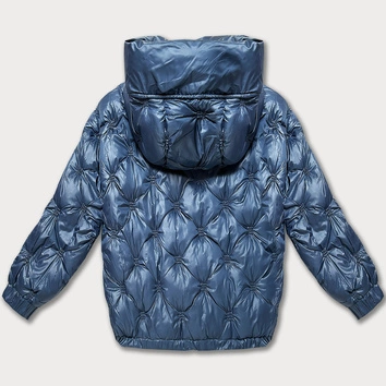 Oversizowa kurtka pikowana z kapturem Minority niebieska (M2-6510-30)