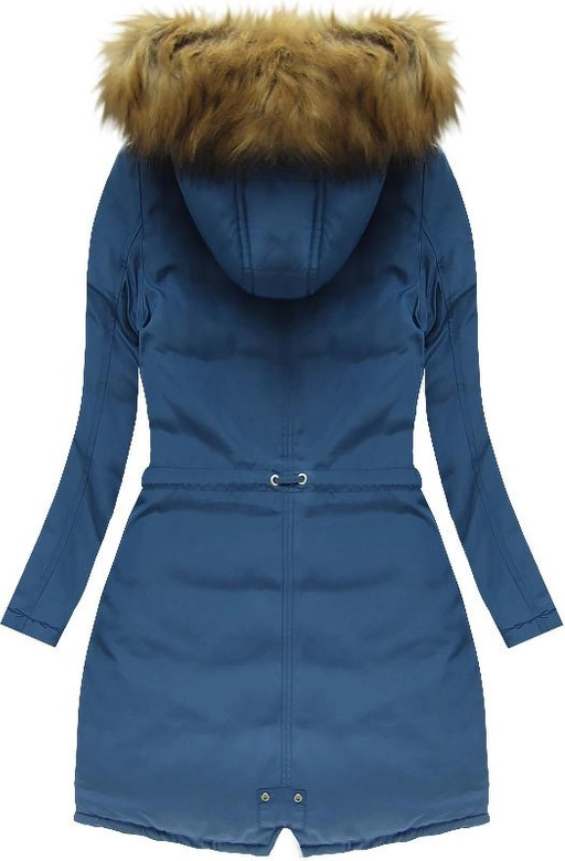 GRUBA PARKA ZIMOWA DAMSKA NIEBIESKA (W710)