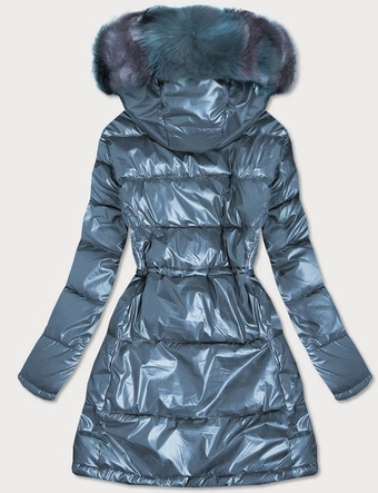 METALICZNA KURTKA ZIMOWA DAMSKA NIEBIESKA (B9528)