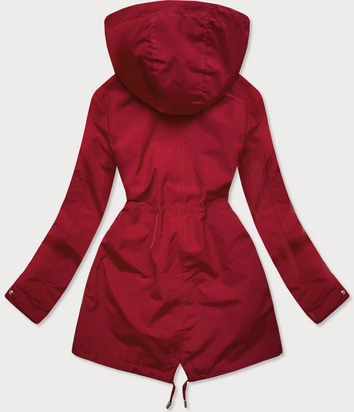 DWUSTRONNA KURTKA PARKA DAMSKA BORDOWA (W580)