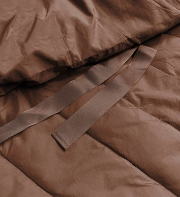 ASYMETRYCZNA KURTKA DAMSKA OVERSIZE KARMELOWA (1535)