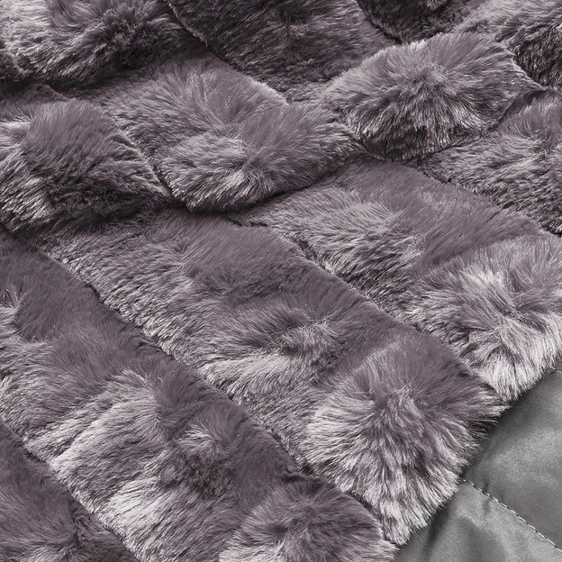 LEKKA KURTKA ZIMOWA DAMSKA FUTRO 2 W 1 SZARA (39039)