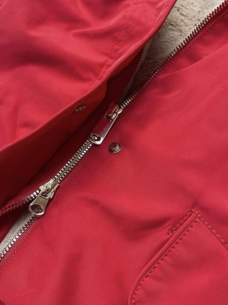 PARKA DAMSKA ZIMOWA NA MISIU CZERWONO-BEŻOWA (B2714-4)