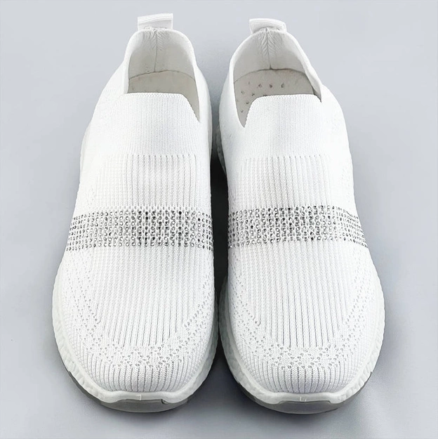 Ażurowe buty damskie z cyrkoniami białe (c1057)