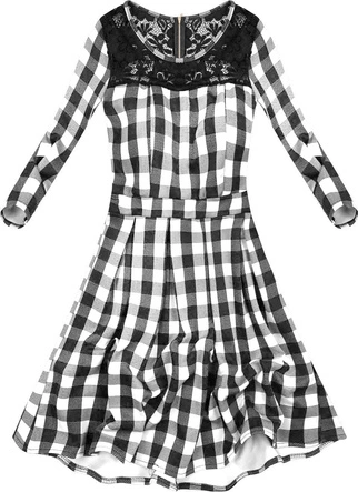 ROZKLOSZOWANA SUKIENKA W KRATĘ BIAŁO-CZARNA (1658)