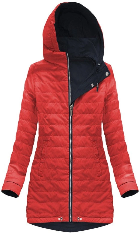 DWUSTRONNA PARKA Z KAPTUREM GRANATOWO-CZERWONA (W0232)