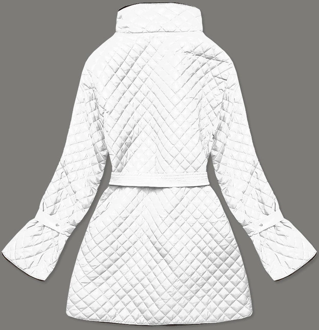 Pikowana kurtka damska z paskiem biała (7262)