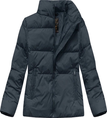 Zimowa krótka pikowana kurtka damska granatowa (7694)