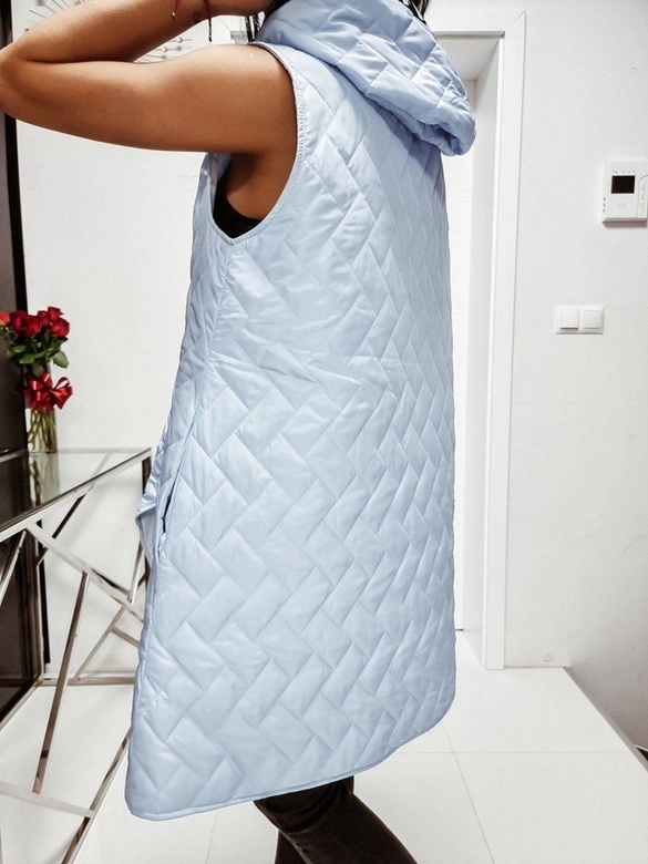 DŁUGA ASYMETRYCZNA KAMIZELKA DAMSKA NIEBIESKA (677ART)