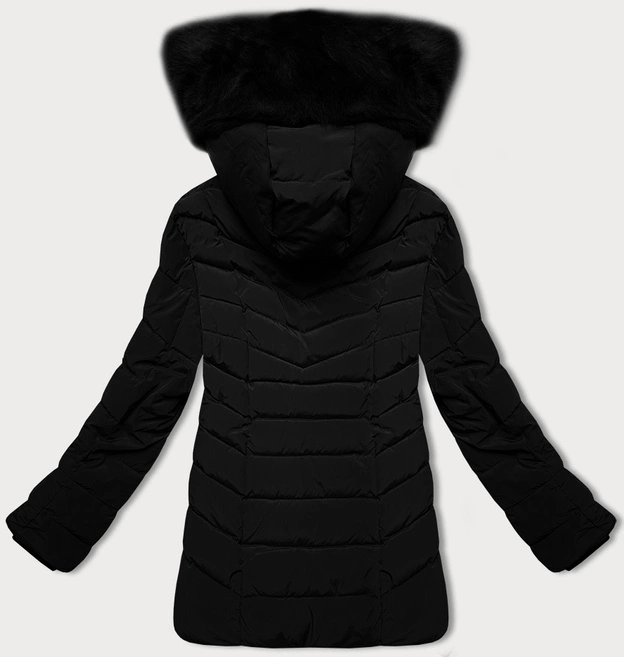 Pikowana kurtka zimowa damska z kapturem S'west czarna (B8299-1)