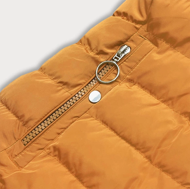 Damska kurtka zimowa na futerku ciemnożółta (m-13)