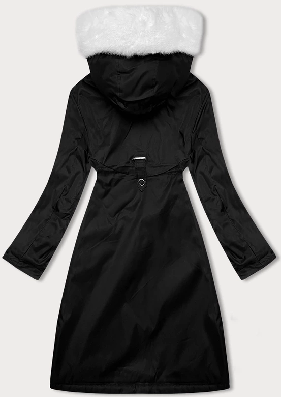 Parka damska zimowa z futerkiem S'West czarny-biały (R558-1026)