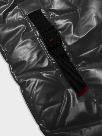 Metaliczna dopasowana zimowa kurtka damska Rosse Line grafitowa (7227)