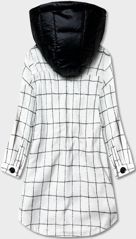 Damska kurtka koszulowa w kratę ecru (AG3-1813)