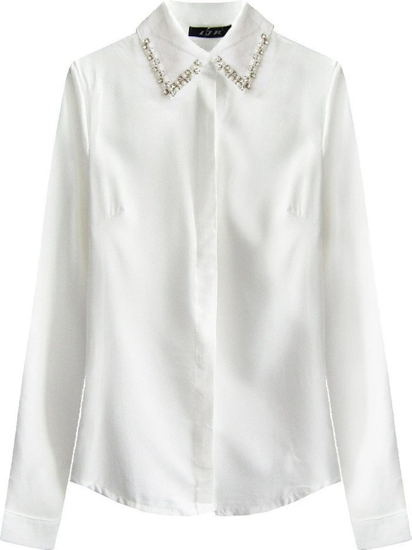 KOSZULA Z OZDOBNYM KOŁNIERZYKIEM ECRU (X6311X)