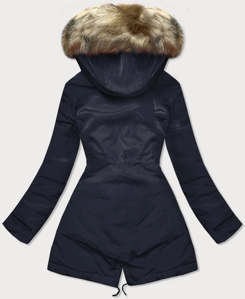 Dwustronna kurtka damska granatowo-brązowa (w555)