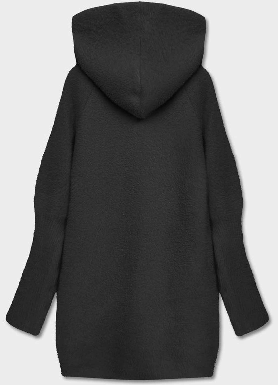 Narzutka z kapturem a'la alpaka czarna (B6007)