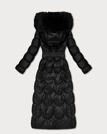 Klasyczny pikowany płaszcz z kapturem Minority czarny (T3-2620#-1)