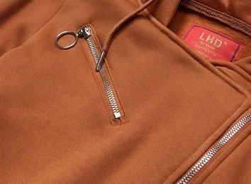 Długa bluza damska z kapturem karmelowa (amg-18)