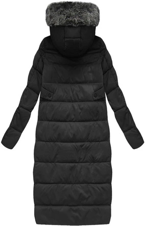 PŁASZCZ ZIMOWY Z PUCHEM NATURALNYM CZARNY (7076)