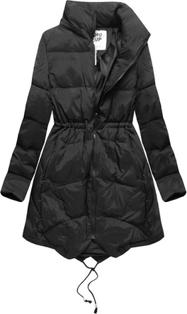 ZIMOWA PIKOWANA KURTKA DAMSKA Z KAPTUREM CZARNA (Y6202)