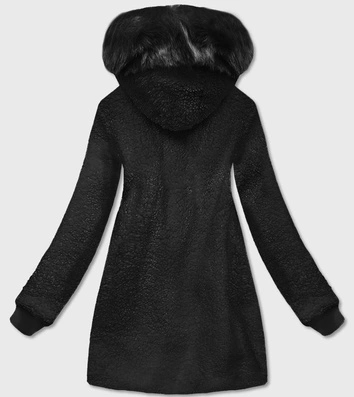 Kurtka damska z kapturem baranek czarna (h-1030-01)