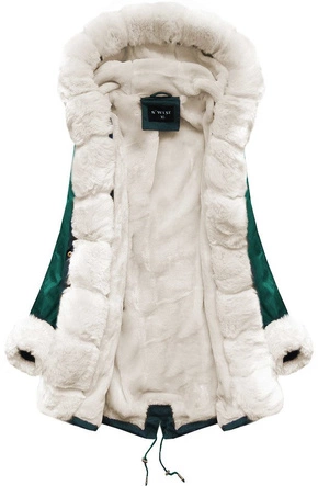 PARKA Z FUTERKIEM ZIELONO-BEŻOWA (B500)