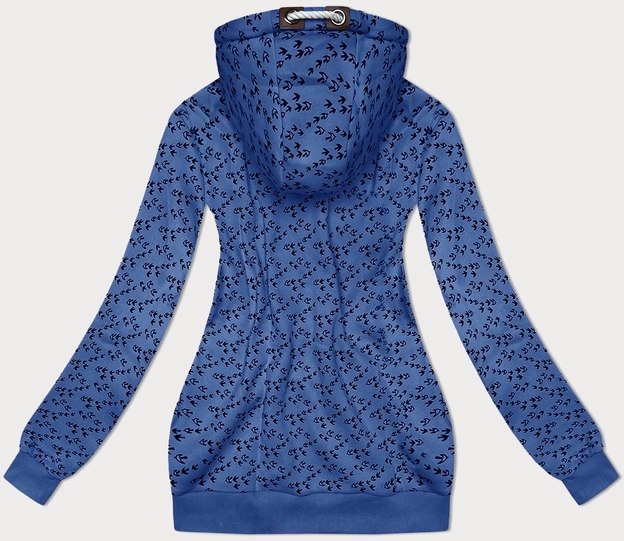 Sportowa bluza z kapturem w jaskółki niebieska (2309)