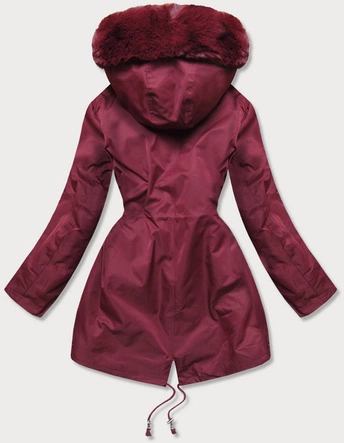 KURTKA ZIMOWA DAMSKA Z FUTRZANĄ PODSZEWKĄ BORDOWA (B2718-27)