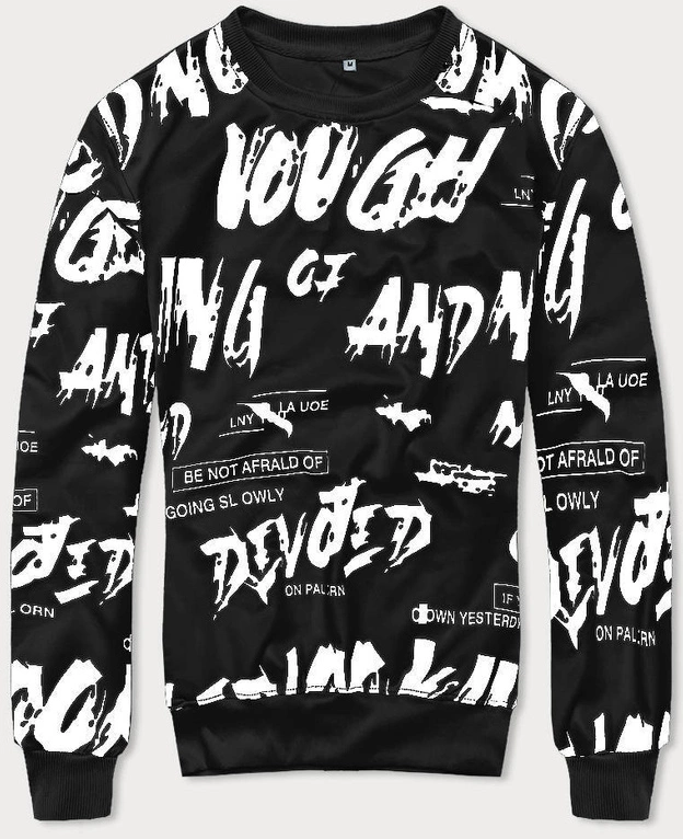 Cienka bluza ze ściągaczami czarna (8B1107-3)