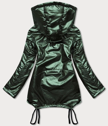 Krótka zimowa kurtka damska z nerką zielona (omdl-018)