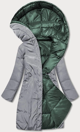 DŁUGA DWUSTRONNA KURTKA ZIMOWA ZIELONY/SZARY (L22-9852-33/61)