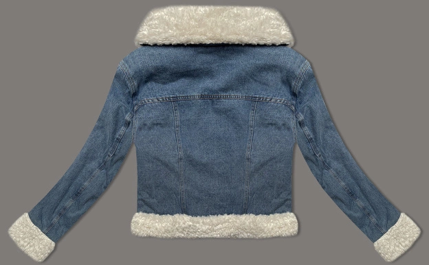 Jeansowa kurtka na podszewce typu baranek J Style niebieski/ecru (11Z8217)