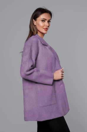 Krótka wełniana narzutka alpaka fiolet (7108-1)