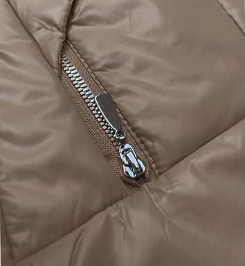 Luźna kurtka z odpinanym kapturem Vaston camel-melanż (SJ218-036#)