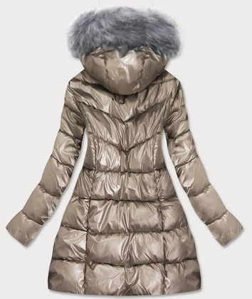 TRAPEZOWA ZIMOWA KURTKA DAMSKA ZŁOTA (B9559-101)