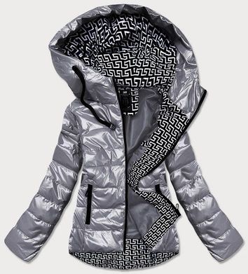 Metaliczna kurtka z kolorową podszewką srebrna (w708)