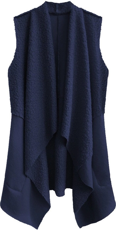 KAMIZELKA OVERSIZE Z ŁĄCZONYCH MATERIAŁÓW GRANATOWA (545ART)