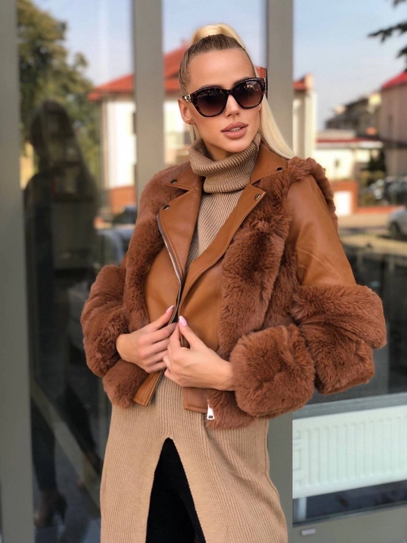 KRÓTKA RAMONESKA Z FUTREM KARMELOWA (CV2035)