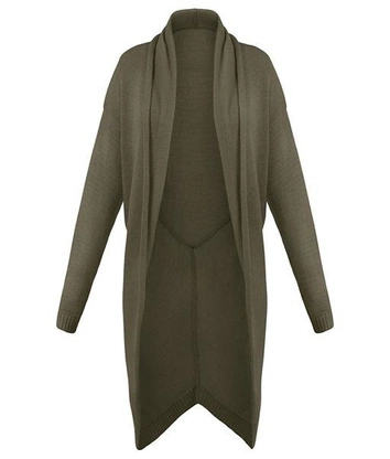 DŁUGI SWETER Z KOŁNIERZEM KHAKI (SW88)