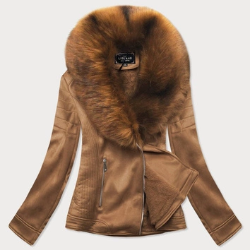 ZAMSZOWA RAMONESKA DAMSKA Z FUTERKIEM KARMELOWA (6502)