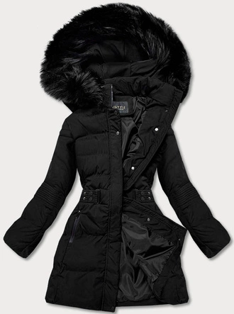 Zimowa kurtka damska z kapturem czarna (16m9059-392)