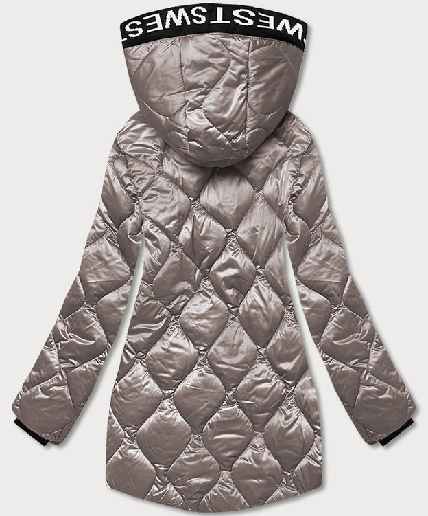 Kurtka damska z ozdobną lamówką beżowa (B8113-12)