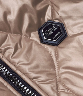 Bezrękawnik damski z kapturem ciemny beżowy (B0129-12)