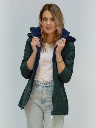 Dwustronna kurtka przejściowa zielono-granatowa (7699)