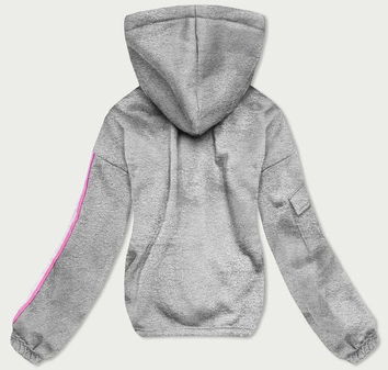 Krótka bawełniana bluza dresowa damska szara (26031)