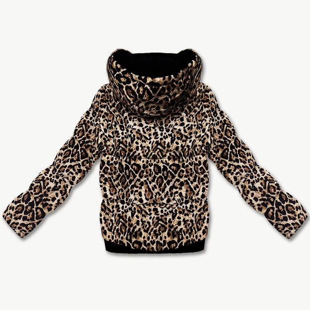 Krótka luźna kurtka panterka Miss TiTi beżowa (25676)