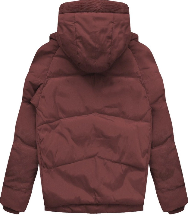 KRÓTKA KURTKA Z PUCHEM NATURALNYM BORDOWA (C715)