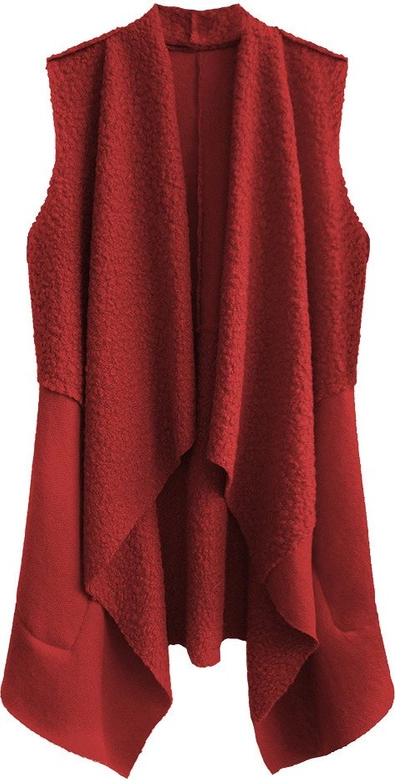 KAMIZELKA OVERSIZE Z ŁĄCZONYCH MATERIAŁÓW CZERWONA (545ART)