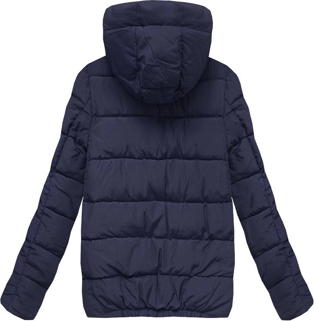 DAMSKA KRÓTKA KURTKA ZIMOWA Z KAPTUREM GRANATOWA (M8-526)